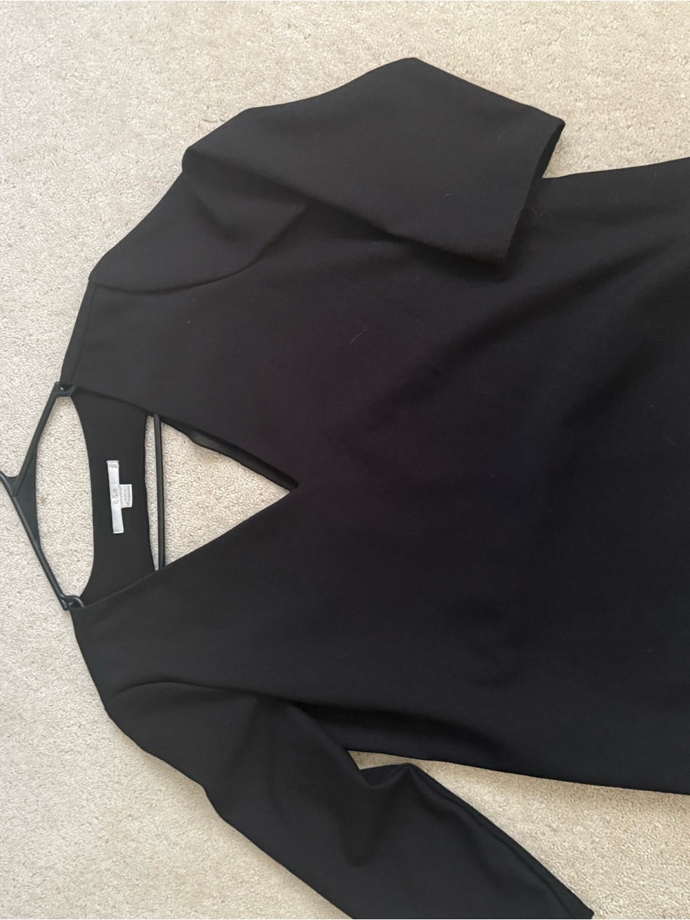 Modern Black V-Neck Women's Blouse with Tailored Sleeves